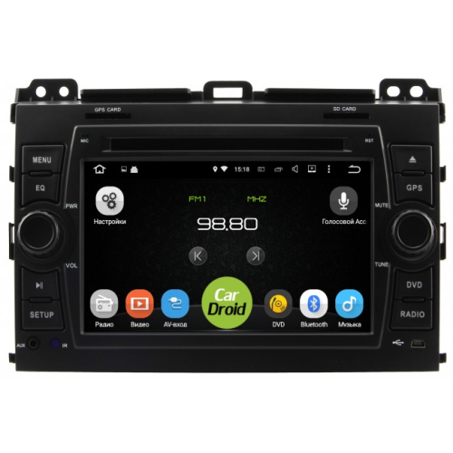 Штатная магнитола Roximo CarDroid RD-1105D-Y для Toyota Land Cruiser Prado 120 2002-2009 с усилителем (Android 10.0) DSP