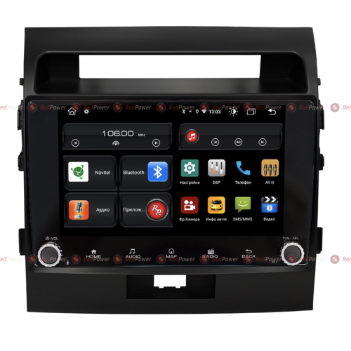 Штатная магнитола Redpower 61200 KNOB для Toyota Land Cruiser 200 2007-2015 (матовая рамка) на Android 10.0