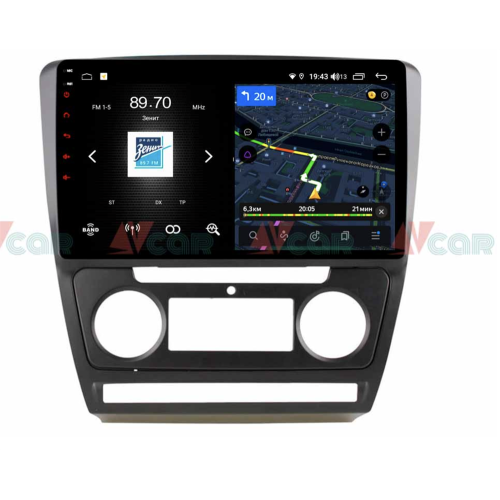 Штатная магнитола VAYCAR 10V4 4/64 ГБ для Skoda Octavia II (A5) 2004-2013 на Android 10.0