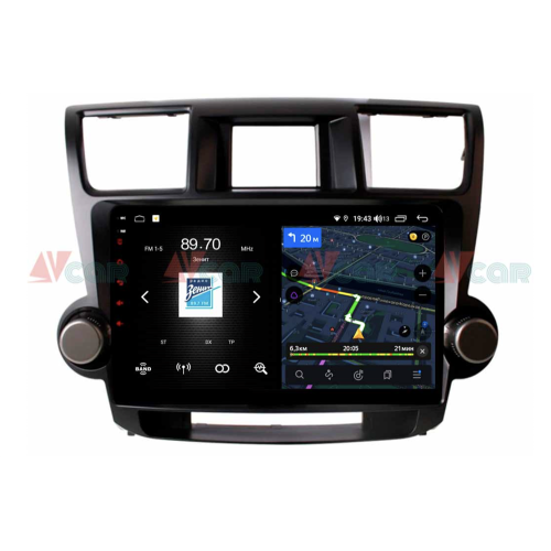 Штатная магнитола VAYCAR 10V4 4/64 ГБ для Toyota Highlander (U40) 2007-2013 на Android 10.0