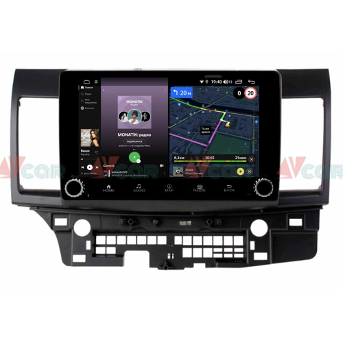 Штатная магнитола VAYCAR 10V4R 4/64 ГБ крутилки для Mitsubishi Lancer X 2007-2019 на Android 10.0