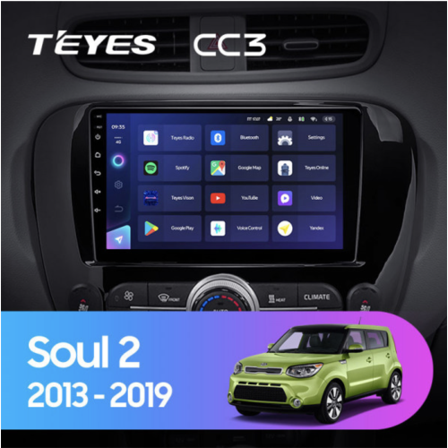 Штатная магнитола Teyes CC3 4/64 ГБ для KIA Soul II 2013-2019 на Android 10.0