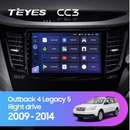Штатная магнитола Teyes CC3 4/64 ГБ для Subaru Legacy V, Outback IV 2009-2014 на Android 10.0