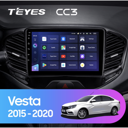 Штатная магнитола Teyes CC3 3/32 GB для Lada Vesta 2015-2022 на Android 10.0