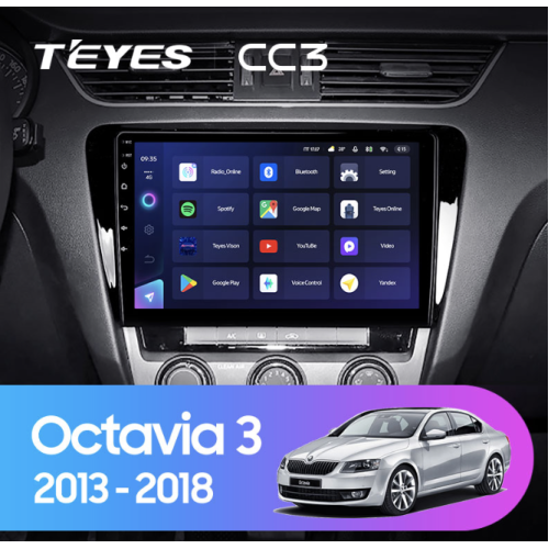 Штатная магнитола Teyes CC3 4/64 ГБ для Skoda Octavia III (A7) 2013-2018 на Android 10.0