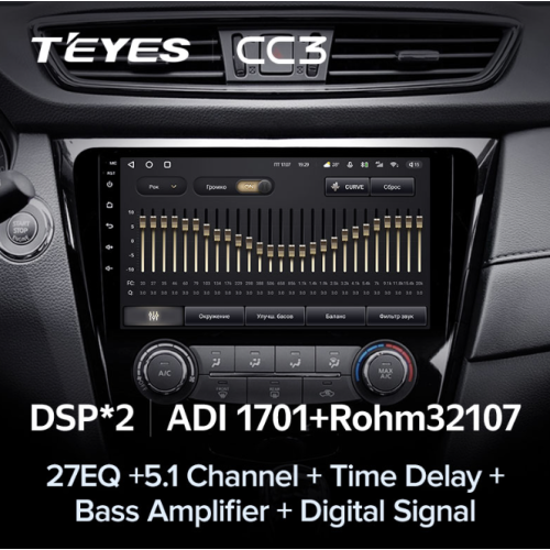 Штатная магнитола Teyes CC3 3/32 GB для Nissan Qashqai II, X-Trail III (T32) 2015-2019 кондиционер на Android 10.0