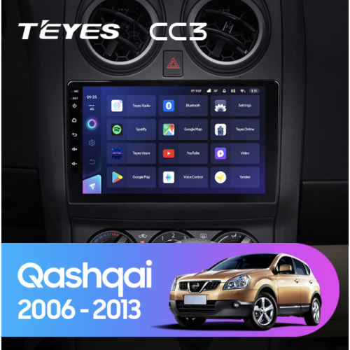 Штатная магнитола Teyes CC3 3/32 GB для Nissan Qashqai I 2007-2013 на Android 10.0