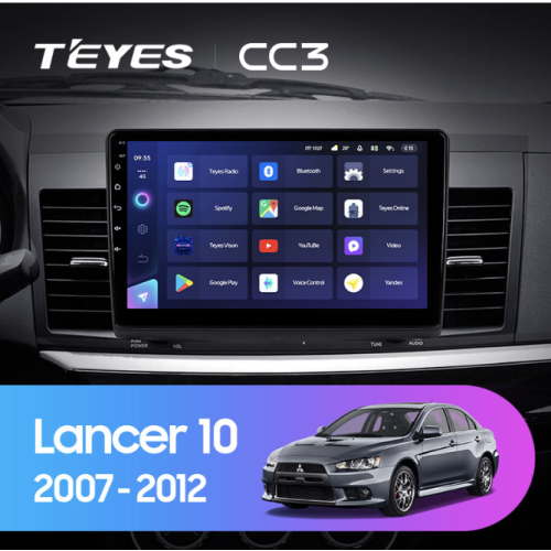 Штатная магнитола Teyes CC3 3/32 GB для Mitsubishi Lancer X 2007-2012 на Android 10.0