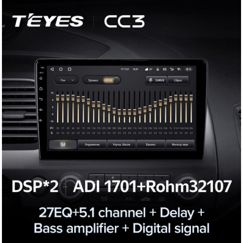 Штатная магнитола Teyes CC3 3/32 GB для Honda Civic 8 (VIII) 2006-2012 на Android 10.0