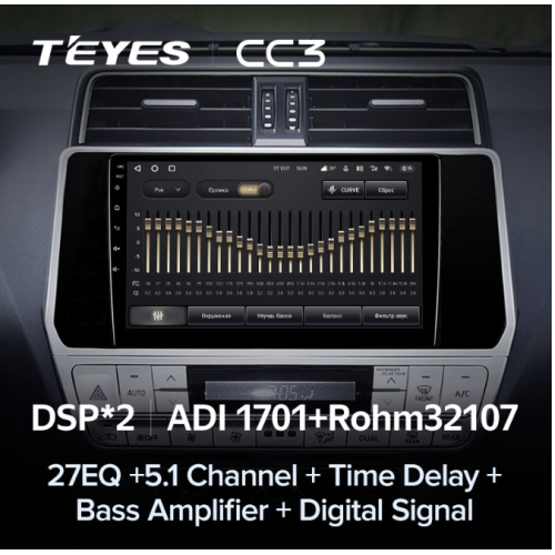 Штатная магнитола Teyes CC3 3/32 GB для Toyota Land Cruiser Prado 150 2017-2020 на Android 10.0