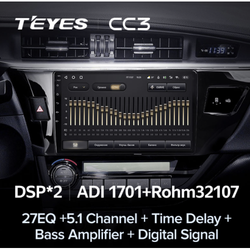 Штатная магнитола Teyes CC3 4/64 ГБ для Toyota Corolla XI 2013-2015 на Android 10.0