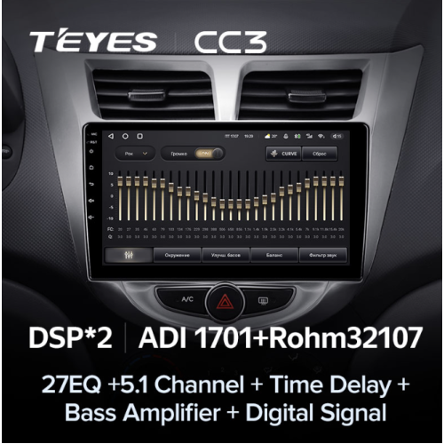 Штатная магнитола Teyes CC3 3/32 GB для Hyundai Solaris I 2011-2017 на Android 10.0