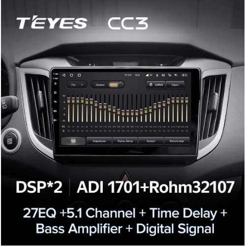 Штатная магнитола Teyes CC3 4/64 ГБ для Hyundai Creta 2016-2021 на Android 10.0