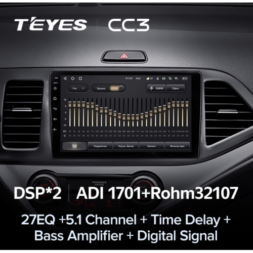 Штатная магнитола Teyes CC3 3/32 GB для Kia Picanto 2011-2016 на Android 10.0