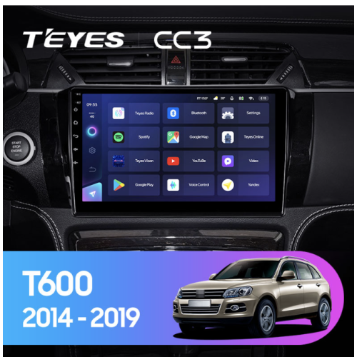 Штатная магнитола Teyes CC3 3/32 GB для Zotye T600 на Android 10.0