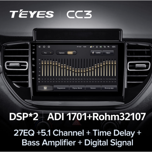 Штатная магнитола Teyes CC3 4/64 ГБ для Hyundai Solaris 2020+ на Android 10.0