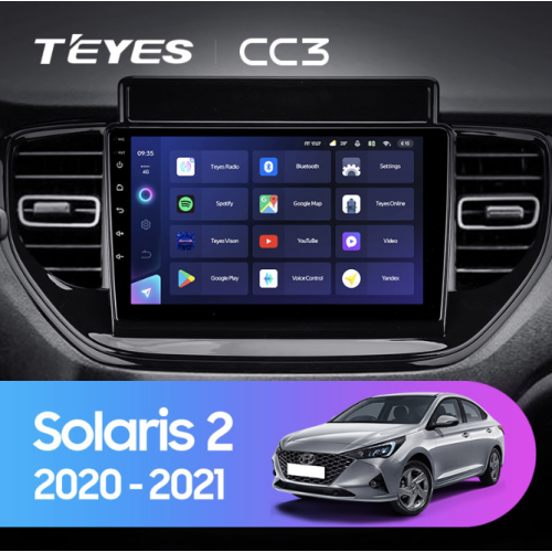 Штатная магнитола Teyes CC3 6/128 ГБ для Hyundai Solaris 2020+ на Android 10.0