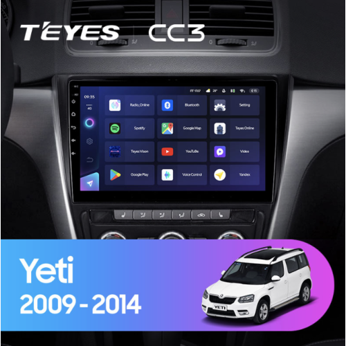 Штатная магнитола Teyes CC3 6/128 ГБ для Skoda Yeti 5L 2009-2014 на Android 10.0