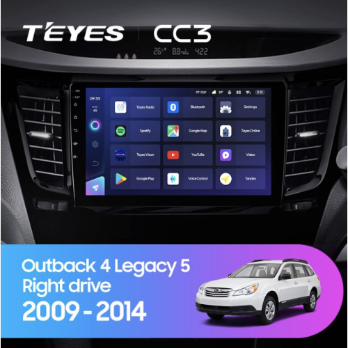 Штатная магнитола Teyes CC3 6/128 ГБ для Subaru Legacy V, Outback IV 2009-2014 на Android 10.0