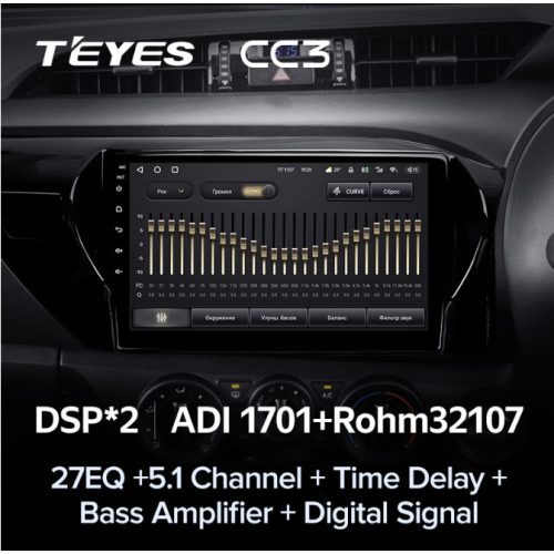 Штатная магнитола Teyes CC3 6/128 ГБ для Toyota Hilux 2015-2020 на Android 10.0