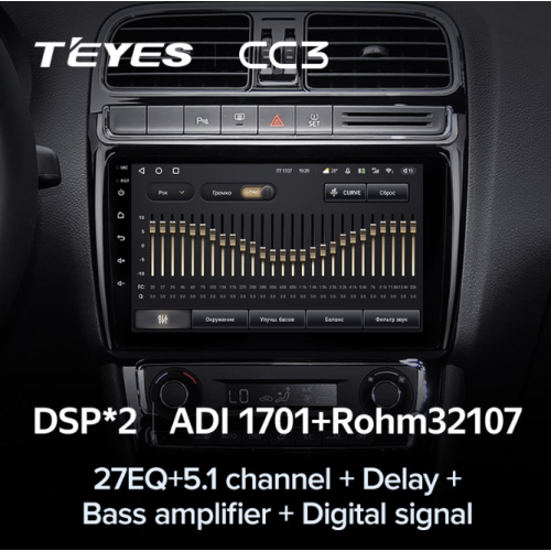 Штатная магнитола Teyes CC3 6/128 ГБ для Volkswagen Polo 5 2009-2019 на Android 10.0