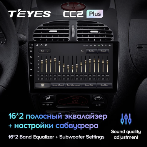 Штатная магнитола Teyes CC2 Plus 3/32 ГБ для Peugeot 206 1998-2012 на Android 10.0