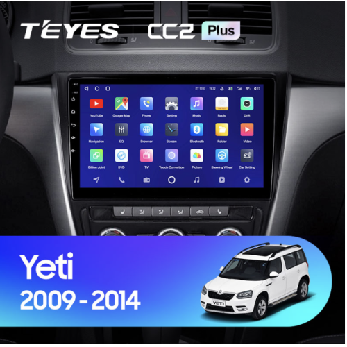 Штатная магнитола Teyes CC2 Plus 3/32 ГБ для Skoda Yeti 5L 2009-2014 на Android 10.0