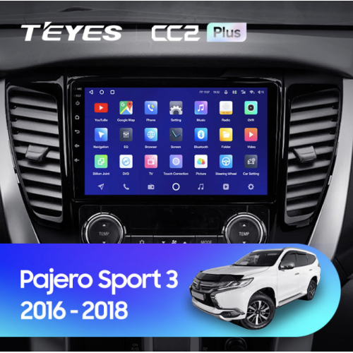 Штатная магнитола Teyes CC2 Plus 3/32 ГБ для Mitsubishi Pajero Sport III 2015-2021 на Android 10.0