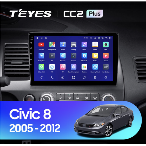Штатная магнитола Teyes CC2 Plus 3/32 ГБ для Honda Civic 8 (VIII) 2006-2012 на Android 10.0