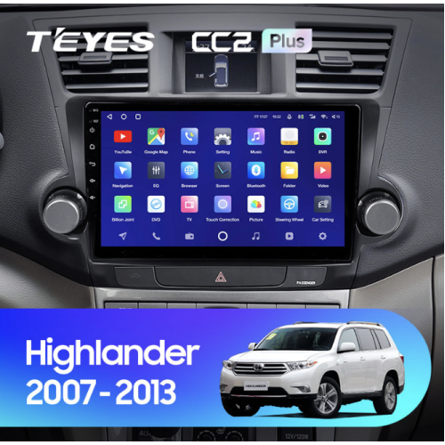 Штатная магнитола Teyes CC2 Plus 3/32 ГБ для Toyota Highlander (U40) 2007-2013 на Android 10.0