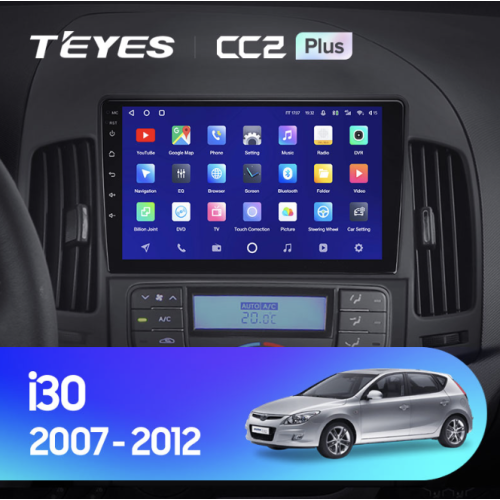 Штатная магнитола Teyes CC2 Plus 6/128 ГБ для Hyundai i30 2008-2011 (кондиционер) на Android 10.0
