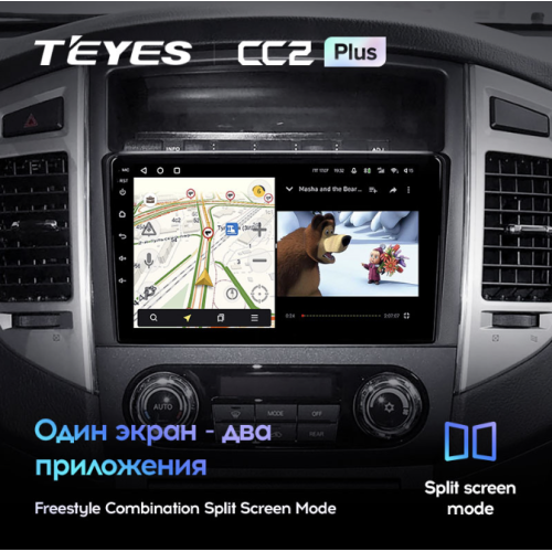 Штатная магнитола Teyes CC2 Plus 6/128 ГБ для Mitsubishi Pajero IV 2006-2019 на Android 10.0