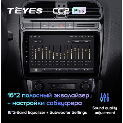 Штатная магнитола Teyes CC2 Plus 6/128 ГБ для Volkswagen Polo 5 2009-2019 на Android 10.0