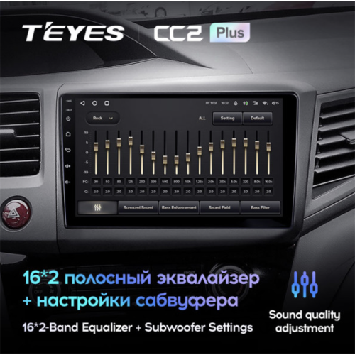 Штатная магнитола Teyes CC2 Plus 6/128 ГБ для Honda Civic 2012-2015 на Android 10.0
