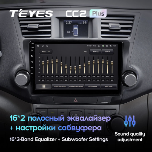 Штатная магнитола Teyes CC2 Plus 6/128 ГБ для Toyota Highlander (U40) 2007-2013 на Android 10.0