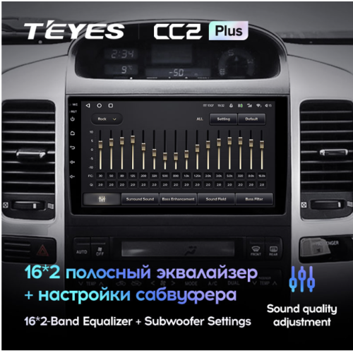 Штатная магнитола Teyes CC2 Plus 6/128 ГБ для Toyota Land Cruiser Prado 120 2002-2009 на Android 10.0