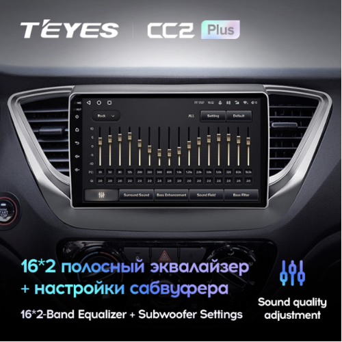 Штатная магнитола Teyes CC2 Plus 6/128 ГБ для Hyundai Solaris II 2017-2020 на Android 10.0