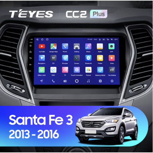 Штатная магнитола Teyes CC2 Plus 3/32 ГБ для Hyundai Santa Fe III 2012-2019 на Android 10.0