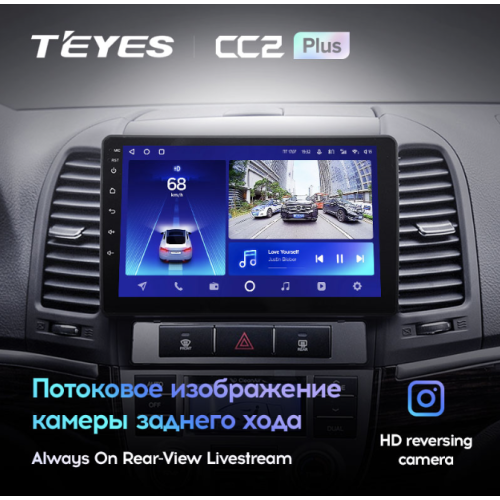 Штатная магнитола Teyes CC2 Plus 6/128 ГБ для Hyundai Santa Fe III 2005-2012 на Android 10.0