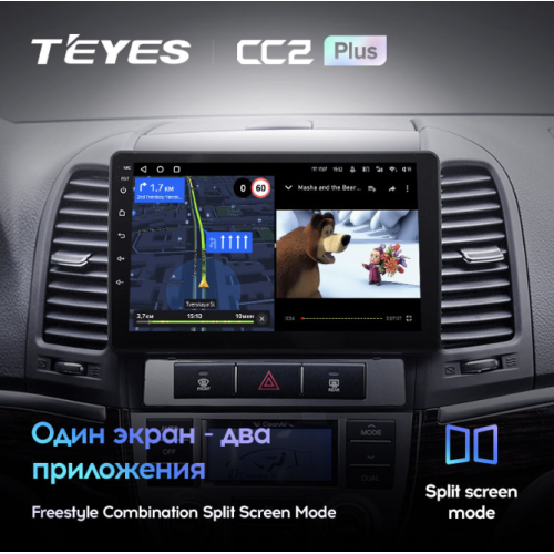 Штатная магнитола Teyes CC2 Plus 6/128 ГБ для Hyundai Santa Fe III 2005-2012 на Android 10.0