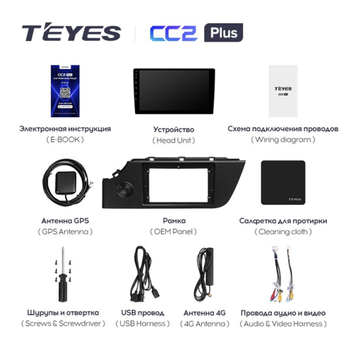 Штатная магнитола Teyes CC2 Plus 6/128 ГБ для KIA Rio IV 2020-2023 на Android 10.0