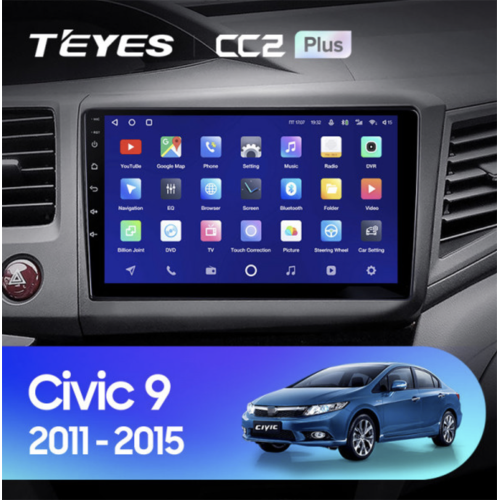 Штатная магнитола Teyes CC2 Plus 4/64 ГБ для Honda Civic 2012-2015 на Android 10.0