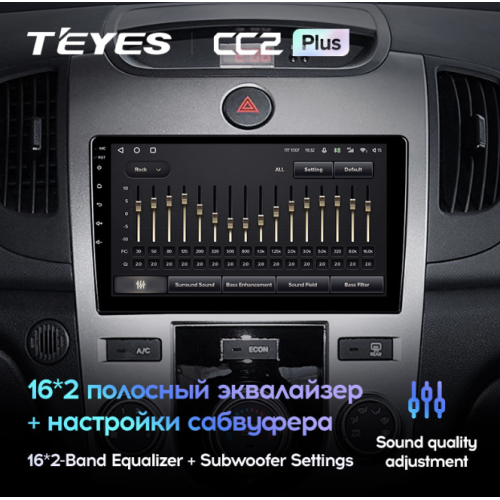Штатная магнитола Teyes CC2 Plus 4/64 ГБ для Kia Cerato II 2009-2013 для авто с кондиционером на Android 10.0
