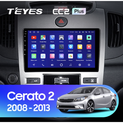 Штатная магнитола Teyes CC2 Plus 4/64 ГБ для Kia Cerato II 2009-2013 для авто с кондиционером на Android 10.0