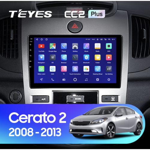 Штатная магнитола Teyes CC2 Plus 6/128 ГБ для Kia Cerato II 2009-2013 для авто с климатом на Android 10.0
