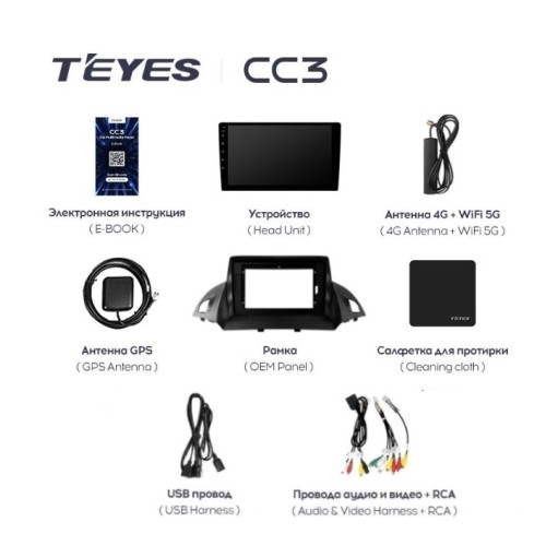 Штатная магнитола Teyes CC3 4/64 ГБ для Ford Kuga II 2013-2019 на Android 10.0