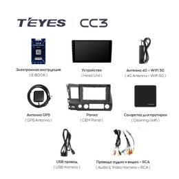 Штатная магнитола Teyes CC3 4/64 ГБ для Honda Civic 8 (VIII) 2006-2012 на Android 10.0