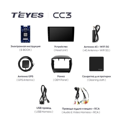 Штатная магнитола Teyes CC3 3/32 GB для Hyundai ix35, Tucson II 2010-2015 на Android 10.0