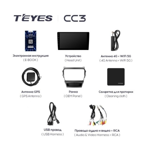 Штатная магнитола Teyes CC3 3/32 GB для Hyundai Santa Fe III 2012-2019 на Android 10.0