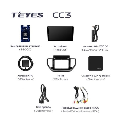 Штатная магнитола Teyes CC3 3/32 GB для Hyundai Solaris 2020+ на Android 10.0